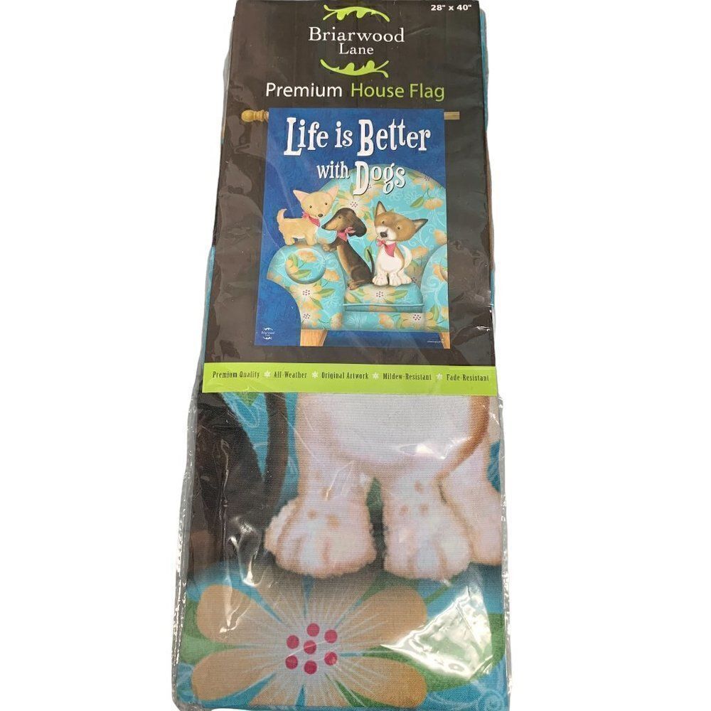 NIB Briarwood Lane Premium "Life is Better with Dogs" 28"x40" House Flag